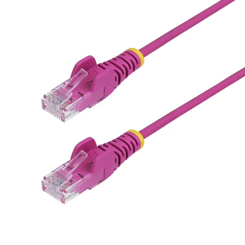 StarTech.com 1,5 m rosa smal CAT6 Ethernet-kabel, hakfri, 100 W PoE, UTP, LSZH, 28 AWG ren, bar koppartråd, smal RJ45-nätverkskabel med dragavlastare, Fluke-testad