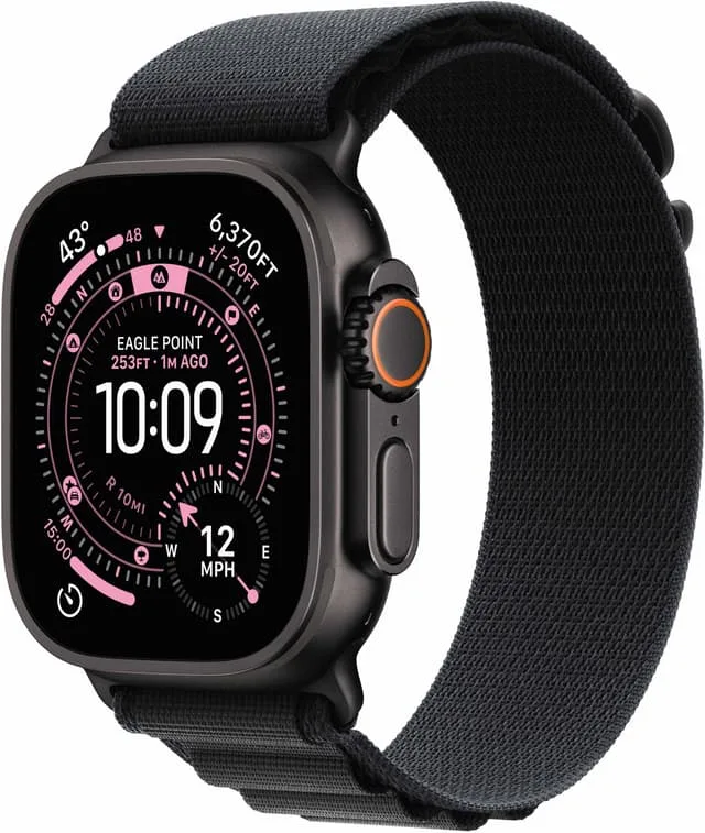 Apple Watch Ultra 3 GPS + Cellular 49mm Svart Titanboett med Svart Bergsloop