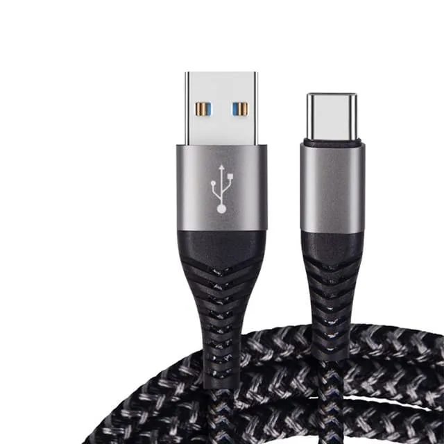 60W USB-C Snabbladdningskabel 2-Pack, Nylonflätad USB till Type-C