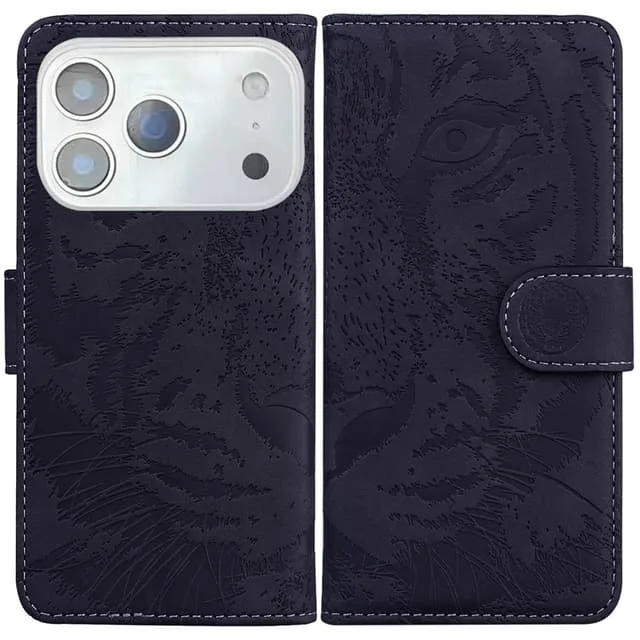 Skalo iPhone 17 Pro Max Embossed Tiger Plånboksfodral