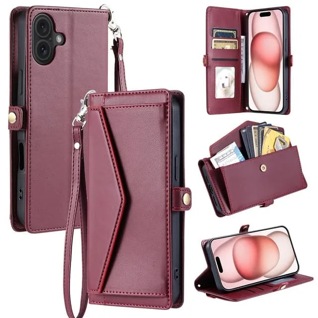 Skalo iPhone 17 PU-Läder Envelope Plånboksfodral