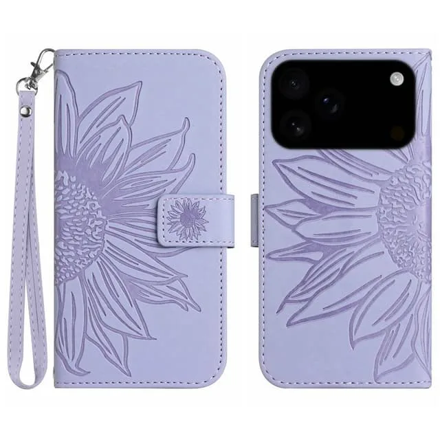 Skalo iPhone 17 Pro Embossed Flower Plånboksfodral