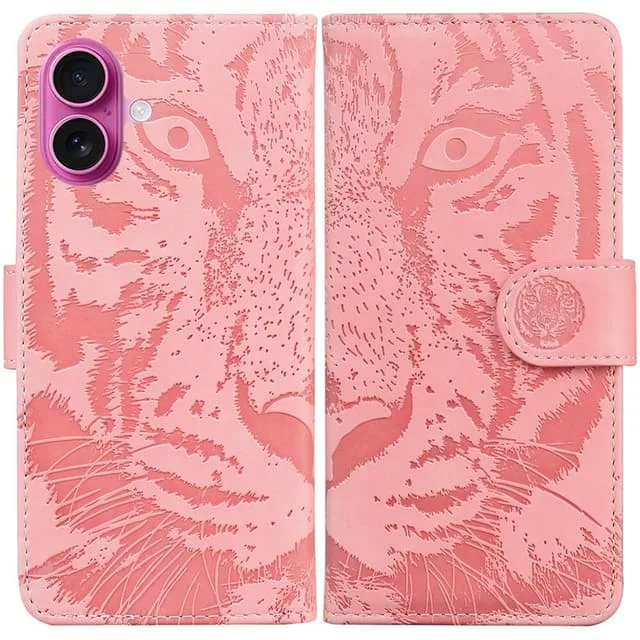 Skalo iPhone 17 Embossed Tiger Plånboksfodral