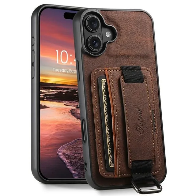Skalo iPhone 17 SUTENI H13 PU-läder Korthållare Skal