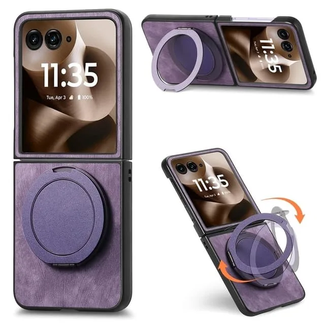 SKALO Motorola Razr 60 Ultra 5G D21 Kickstand Retro PU-Läder Skal