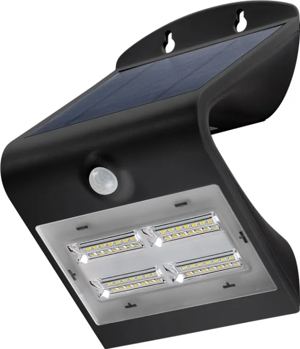 Goobay LED soldriven vägglampa med rörelsedetektor, 3.2 W belysning för husingångar, garageportar och trappor