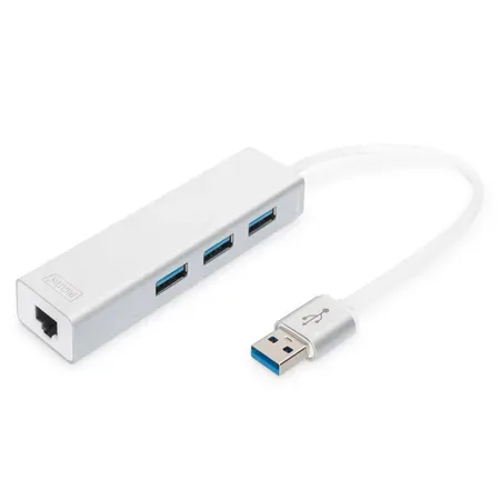 DIGITUS DA-70250-1 USB-C nätverksadapter med USB-hubb, 3 portar