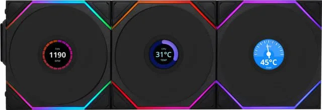 Lian Li UNI TL trådlös LCD 120mm PC-fläkt (3-pack, vit)