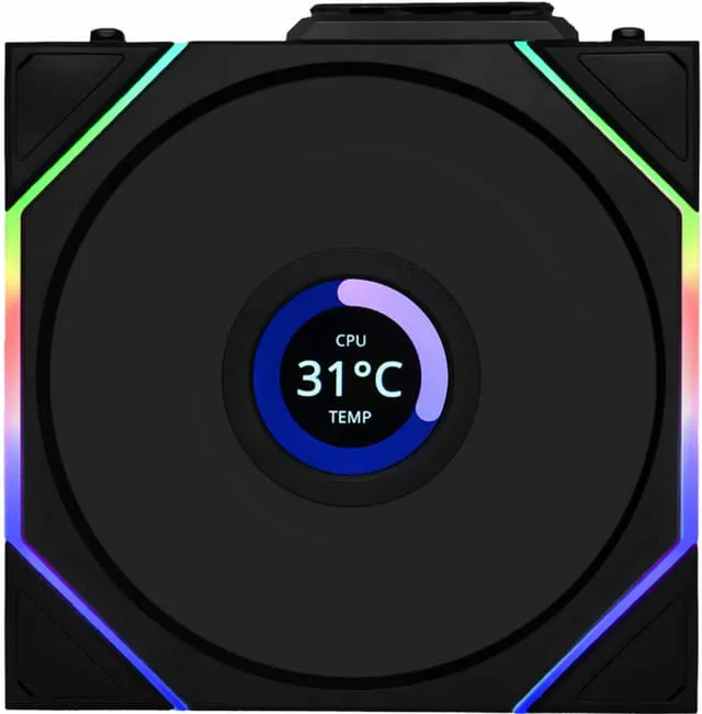 Lian Li UNI TL trådlös LCD 120mm omvänd PC-fläkt (svart)