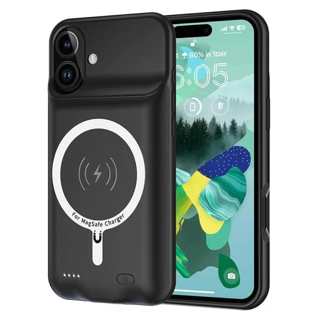 För iPhone 17 6000mAh Uppladdningsbart Batteri Skal Laddningsfodral Powerbank