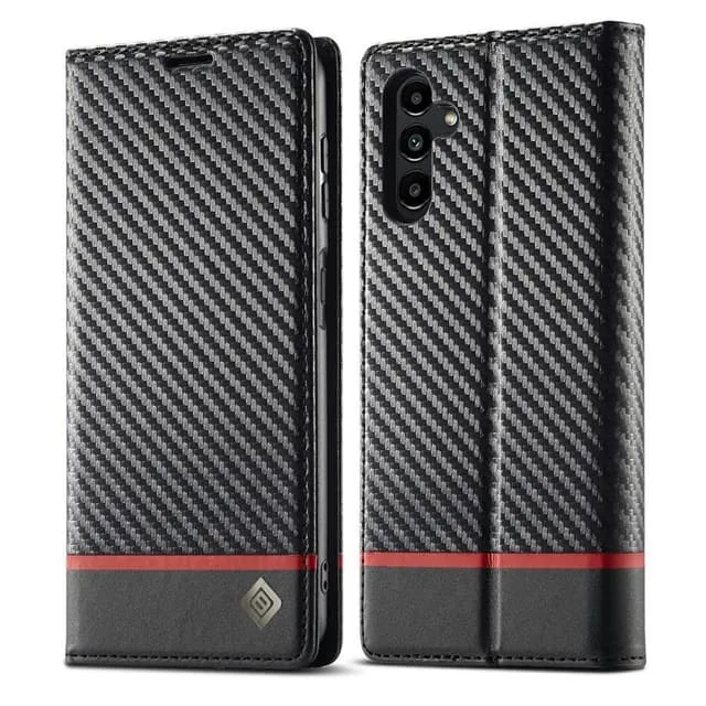 Skalo Samsung S25 FE LC.IMEEKE Carbon Fiber Plånboksfodral