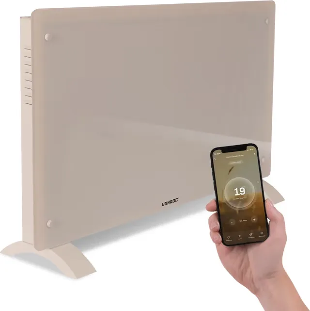 VONROC Elvärmare 2000W – Glaspanel