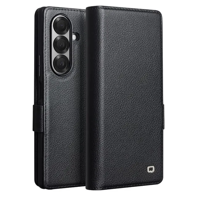 Skalo Samsung Z Fold7 QIALINO Äkta Läder Plånboksfodral