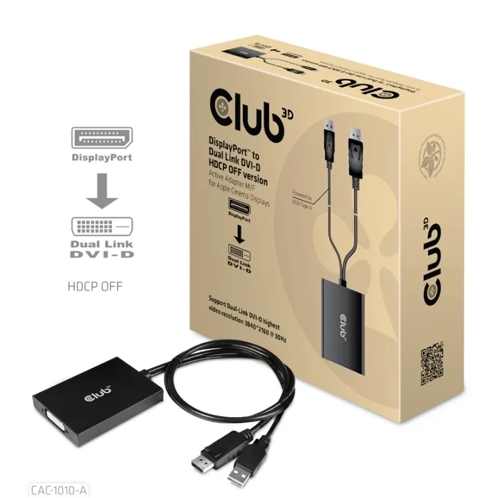 Club 3D CAC-1010-A DisplayPort till DVI-D-adapter, 0,6 m