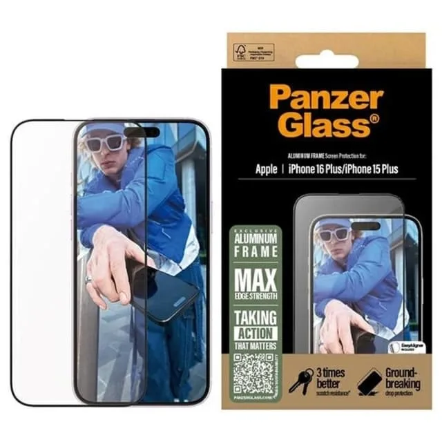 PanzerGlass - Screen Protection - iPhone 16 Plus - Aluminium Frame - Ultra Wide Fit