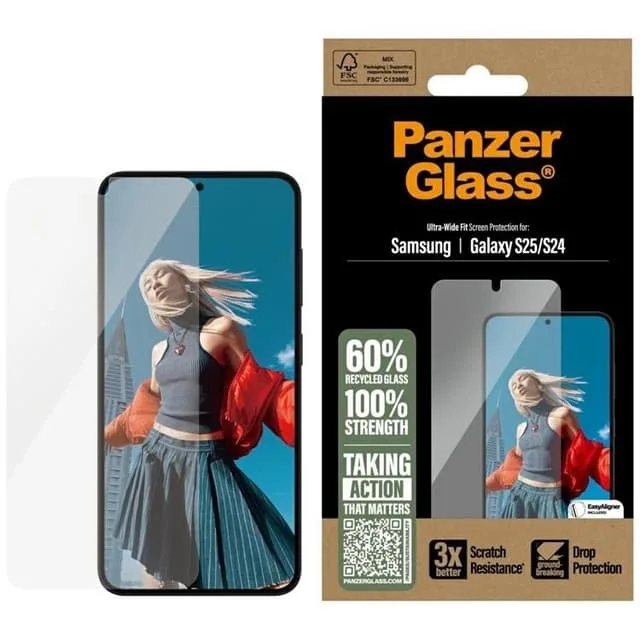 PanzerGlass Galaxy S25 Härdat Glas Skärmskydd Ultra-Wide Fit