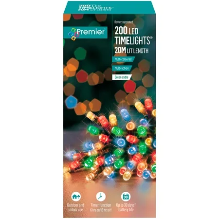 Premier 200 LED batteridriven flerfärgad ljuskedja
