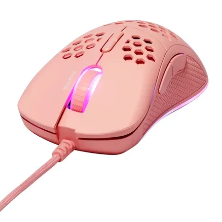 DELTACO Gaming PM75 ultralätt gamingmus, RGB, USB, rosa