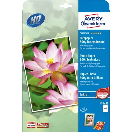 Avery Zweckform Premium Inkjet fotopapper 2482 högglans A4 20 ark