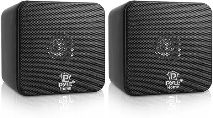 Pyle 4” Mini Cube Bookshelf Speakers