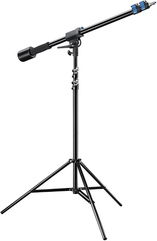 walimex pro Hyllstativ (115 till 400 cm med 1,5 kg motvikt, arbetshöjd 0 till 400 cm, stativ med fjäderdämpning, galgar utdragselement med 3 teleskop