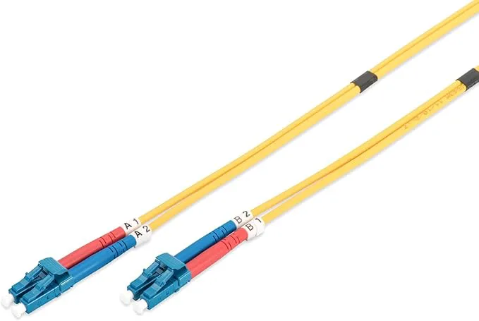 DIGITUS DK-2933-03 – Fiberoptisk Kabel OS2 – 3 m – LC till LC – Duplex – 1/10 Gbit/s – SM Singlemode Fiberoptisk LAN-Kabel – Fibertyp: 9/125 µ – Gul (Yellow)