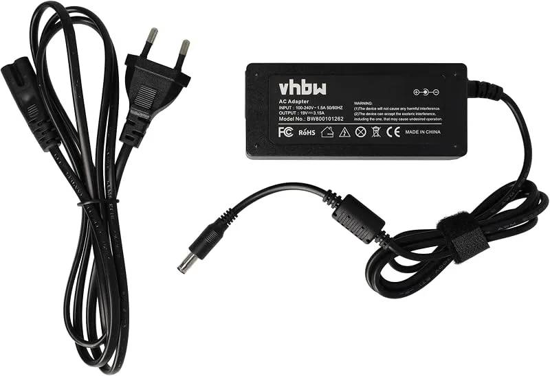 vhbw Notebook laptop-nätdel 19 V, 3,15 A, 60 W lämplig för Samsung GS serie: GS6000/GS-6000 ersätter AD-6019, AD-6019A,