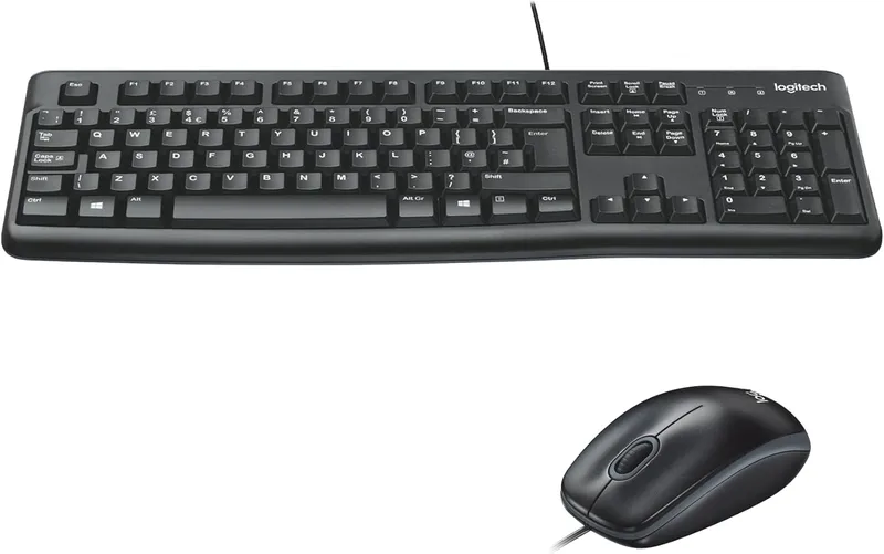 Logitech MK120 Combo tangentbord och mus med sladd för Windows, optisk mus med sladd, tangentbord i normalstorlek, USB Plug-and-Play, kompatibel med PC, bärbar dator, Layout Pan Nordic QWERTY