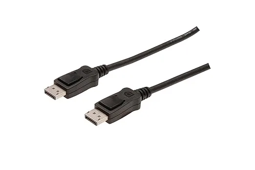 DIGITUS DisplayPort-kabel – UHD 4K 60 Hz – 1m – med lås – HBR 2 – Kompatibel med bildskärm, grafikkort för gaming – Polybag – Svart