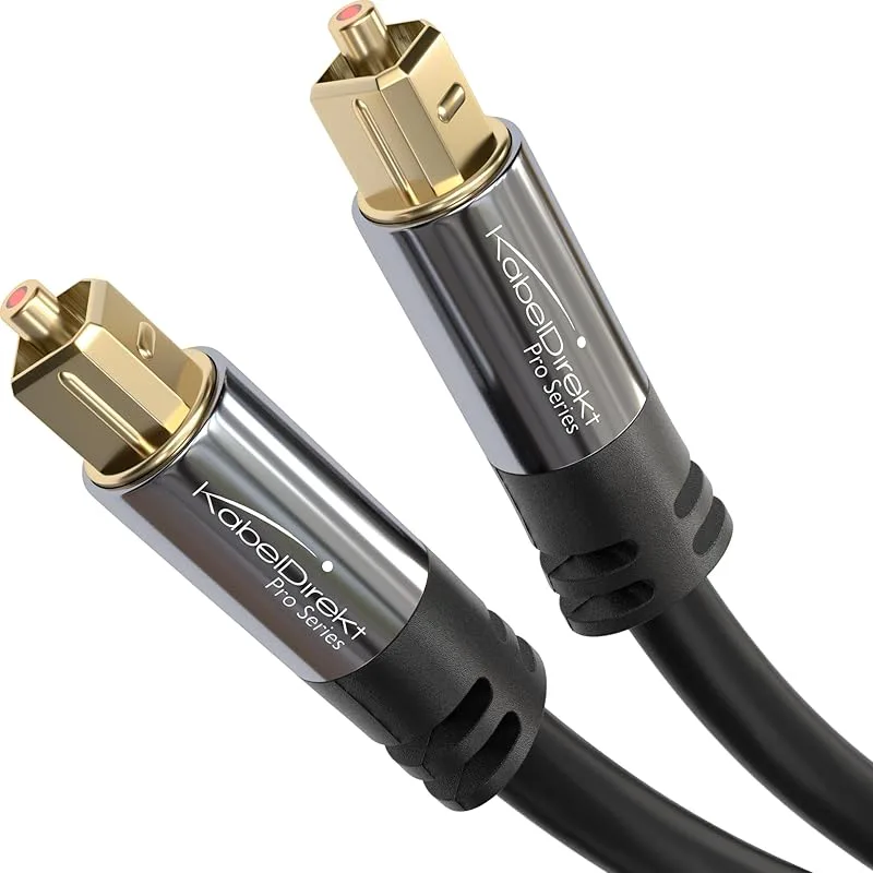 KabelDirekt – 2m optisk digital ljudkabel/TOSLINK-kabel (fiberoptisk kabel, för Home Theater, PS4, XBOX)