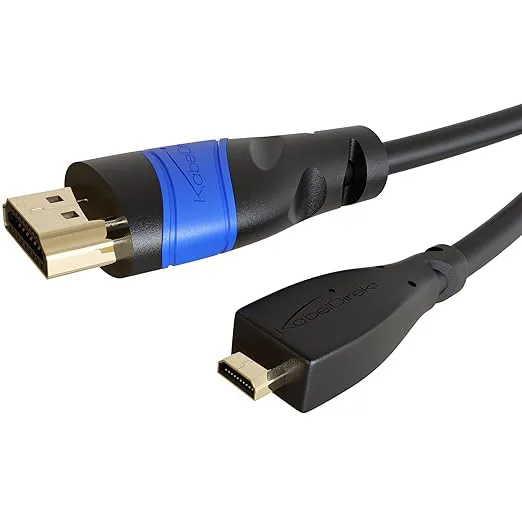 KabelDirekt – Micro HDMI-kabel med brottsäker design – 1,5m (HDMI till Micro-HDMI, dubbelriktad, 4K@60Hz, Ultra HD, High Speed med Ethernet, för surfplattor/kameror/Raspberry Pi, svart)
