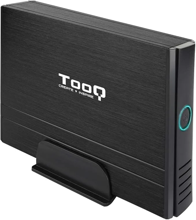TooQ TQE-3520B hölje för 3,5 tums hårddisk, USB 2.0, aluminium, svart