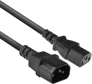 ACT IEC-kabel 1,2 m, C13 till C14 kallenhetskabel förlängning, IEC kontakt till hona 3-stift – AK5120 svart