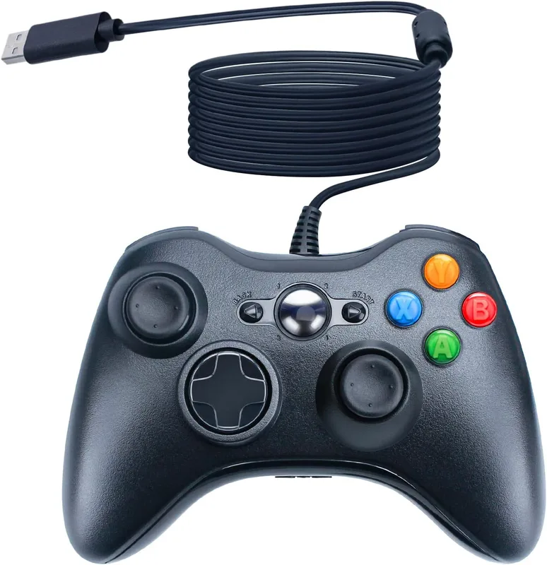 OSTENT kabelbunden USB-kontroll gamepad joystick kompatibel med Microsoft Xbox 360-konsol Windows PC bärbar dator videospel färg svart