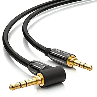 deleyCON 3,0m 3,5mm AUX-Kabel Stereo Ljudkabel Klinkkontakt 1x 90° Vinklad
