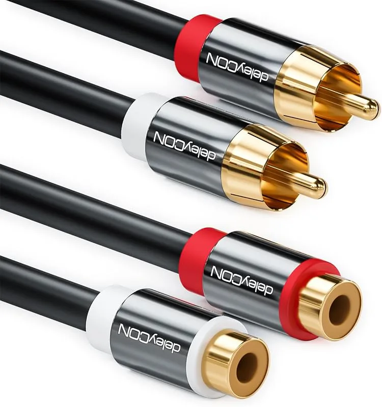 deleyCON 2m Cinch RCA Stereo Audio Förlängningskabel