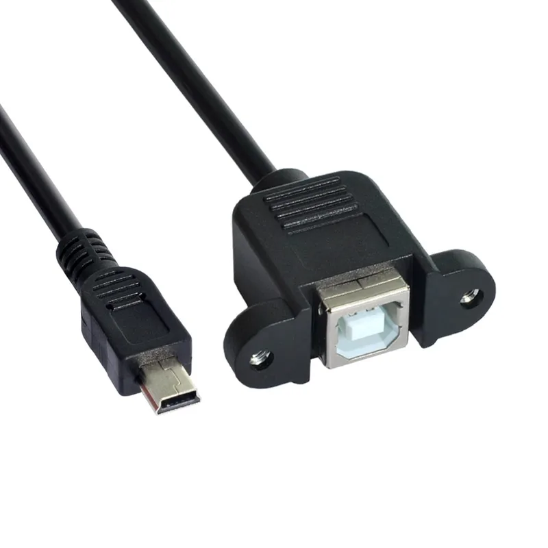 Chenyang Mini USB 5-stifts hane till USB B hona kabel, panelmontering, 20 cm med skruvar