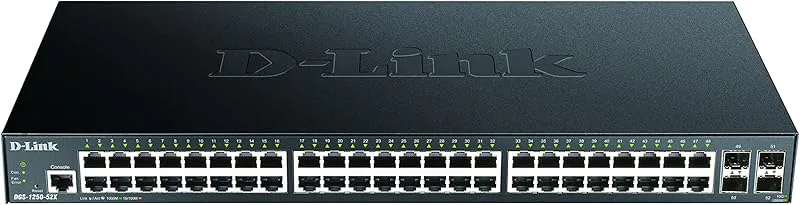 D-Link DGS-1250-52X/E, 52-Portar Layer 2/3 Gigabit Smart Managed Switch (48x BaseT-Portar, 4x 10G SFP+)
