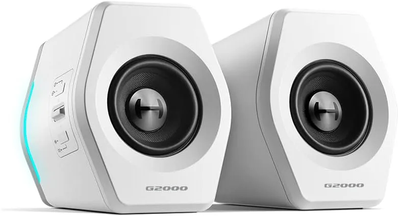 EDIFIER G2000 Bluetooth-spelhögtalare med 3 ljudlägen och RGB-belysning med 12 olika Ljuseffekter för perfekt spelatmosfär. Anslutningar: Bluetooth, USB (ljudkort) eller 3,5 mm jacka.