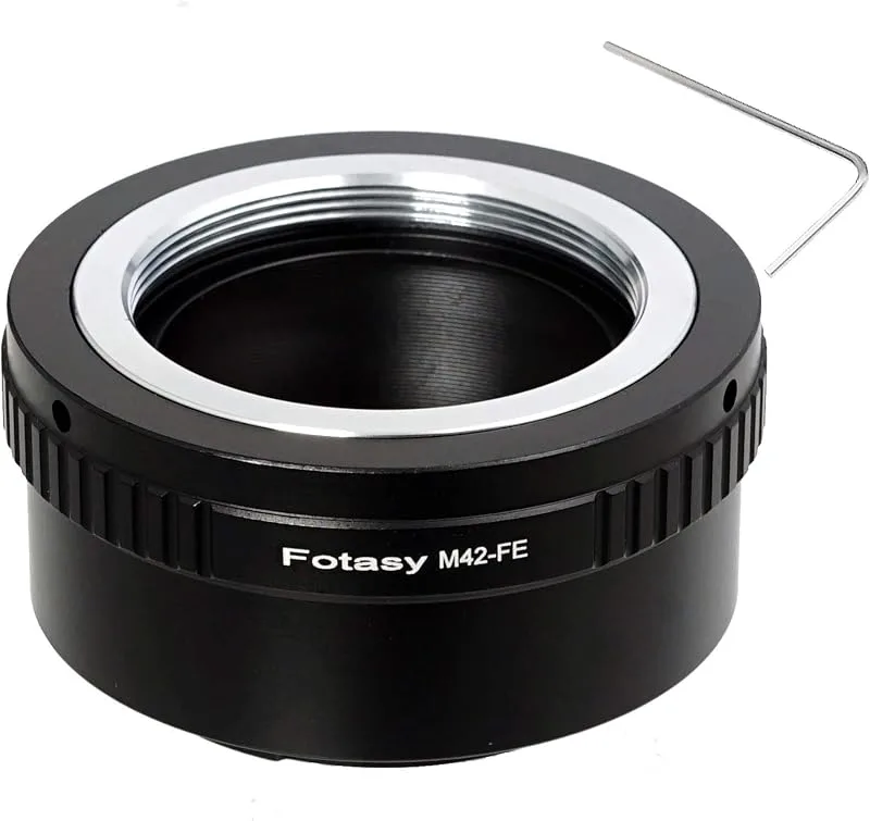 Fotasy A742 Pro koppar M42 42 mm skruvfäste lins till Sony A7II A7S full ram spegellös kameraadapter (svart)