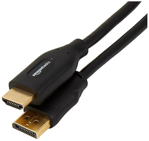 Amazon Basics DisplayPort till HDMI-bildskärmskabel, enkelriktad, 4k vid 30 Hz, 1920 x 1200, 1080p, guldpläterade kontakter, 1,83 m, svart