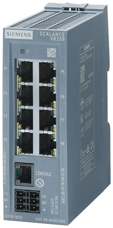 Siemens 6GK5208-0BA00-2TB2 hanterbar lager 2 IE-omkopplare