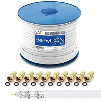 deleyCON HQ+ 50m SAT-Koaxialkabel 135 dB