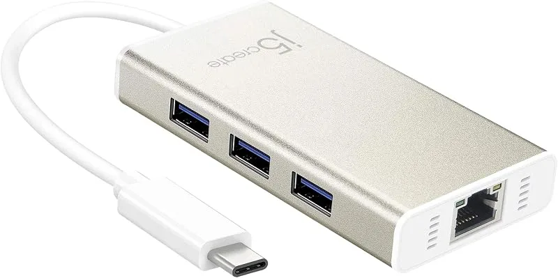 j5create JCH471 USB-C-multiadapter med Gigabit Ethernet och USB 3.1-hubb