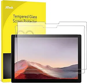 JETech Skärmskydd för Surface Pro 7 Plus/Surface Pro 7 12,3 Tum, 9H Screen Protector Härdat Glas Film, Stöd för Surface Penna, HD Klar, 2 Pack