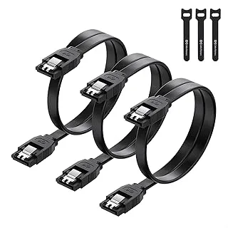 Cable Matters 3-pack SATA III-kabel, 6,0 Gbps SATA III-kabel (SATA 3 kabel) svart – 45 cm