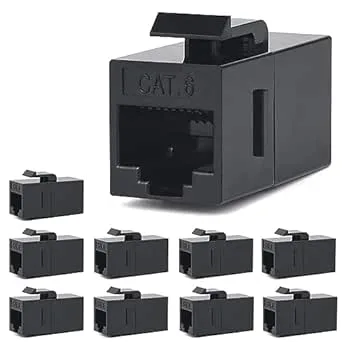 MOERISICAL RJ45 koppling, MOERISISK CAT6 Keystone Jack F till F rak oskärmad in-line Cat 6 Ethernet-modul (10 st, svart)