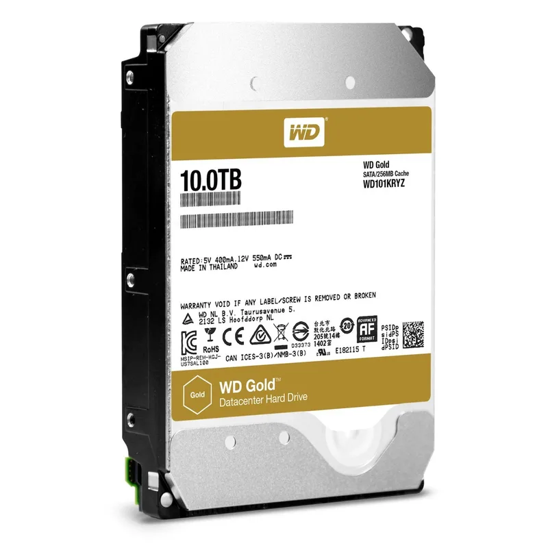 WD Gold 10 TB intern hårddisk, 3,5 tum, SATA, 7200 rpm