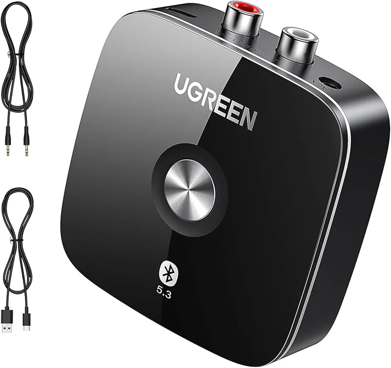 UGREEN Bluetooth 5.3 Mottagare HiFi Bluetooth Adapter Trådlös Bluetooth Ljudadapter 3.5mm och 2RCA Dual Connection HiFi