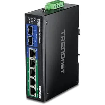 TRENDnet TI-UPG62 6-portars härdad industriell Gigabit Ultra PoE+-omkopplare